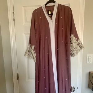 Mauve caftan abaya maxi dress